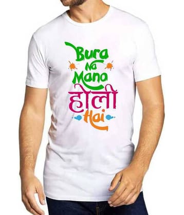 PrintMall Polyester Regular Fit Printed Half Sleeves Men's Round T-Shirt - White ( Pack of 1 )