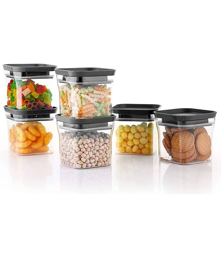 NCMART - Square Airtight Multicolor Plastic Spice Container ( Set of 6 ) - 600 ml