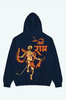 Jai Shree Ram Hanuman Ji Hoodie (Navy Blue)-S