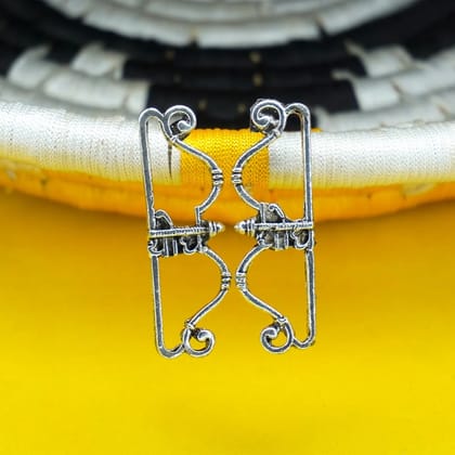 Oxidized Silver Yodhha Dhanush Style Earrings For Girls Women