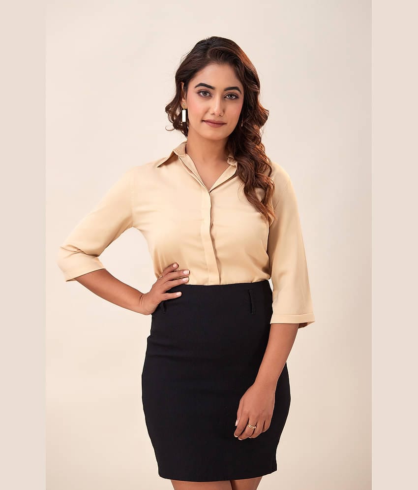 FabbibaPrints Women Solid Crepe Shirt ( Olive )