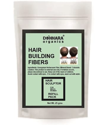 Donnara Organics Hair Building Fiber Instant Fuller Hair Refill Pack (Black) 25 gm