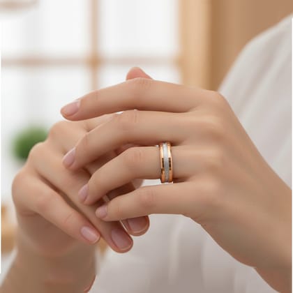 925 Sterling Silver Two-Tone Band Ring for Men & Women