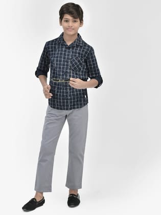 Check Navy Blue Shirt-5-6Y / Navy Blue