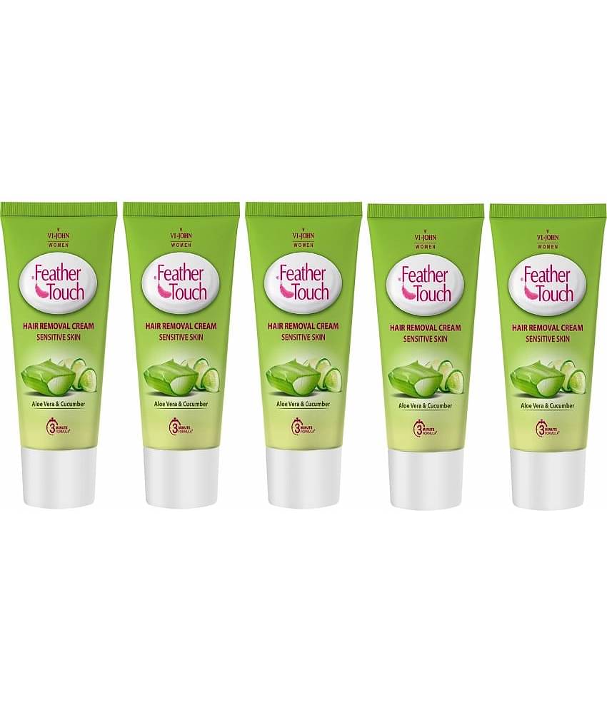 VI-JOHN Feather Touch Cucumber & Aloevera Hair Removal Cream for Sensitive Skin 40g Each - Pack of 5