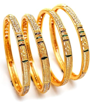 Jewar Gold Plated White Alloy Party Wear Bangles