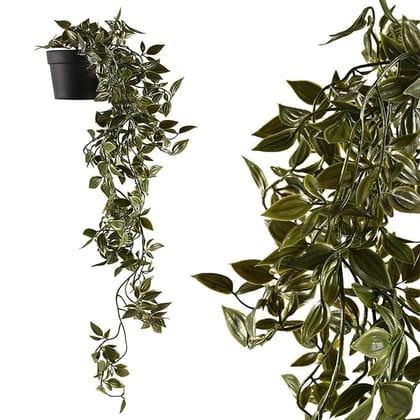 Heart Home Artificial Vine;Pine;Fern;Ivy Plants with Pot Natural Look & Plastic Material Easy Home Décor with Small Size Pot Size 27 X 75 X 7 Cm, Pack of 1 (Green)