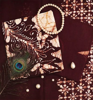 Handcrafted Batik Print 3 Piece Unstitched Cotton Suit set
