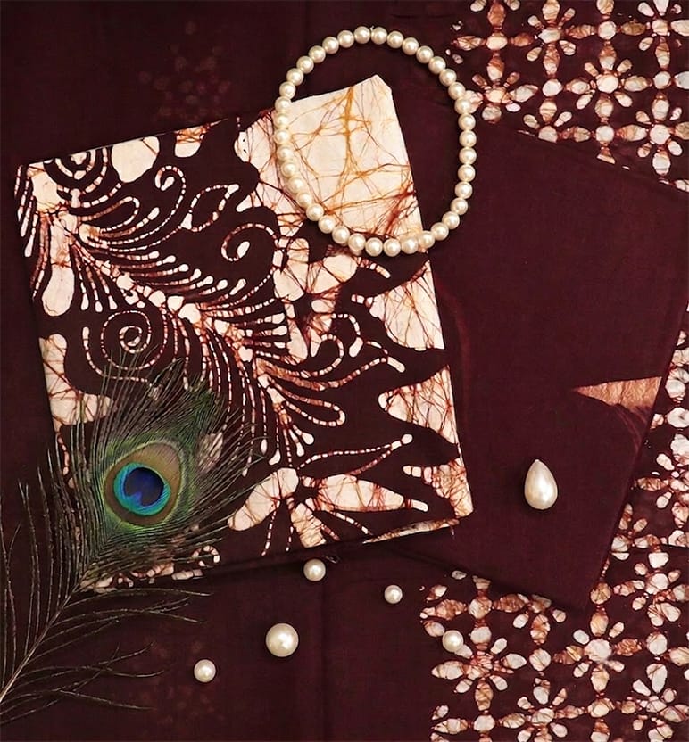 Handcrafted Batik Print 3 Piece Unstitched Cotton Suit set