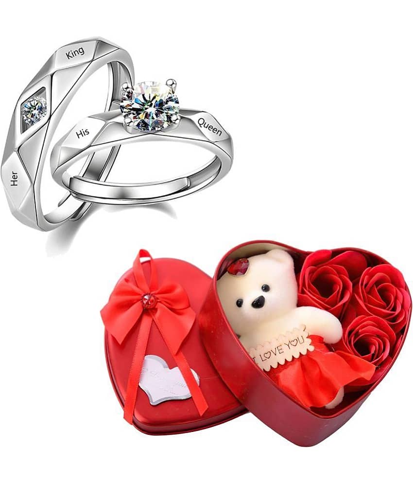 FASHION FRILL - Silver Couple Ring ( Pack of 2 )