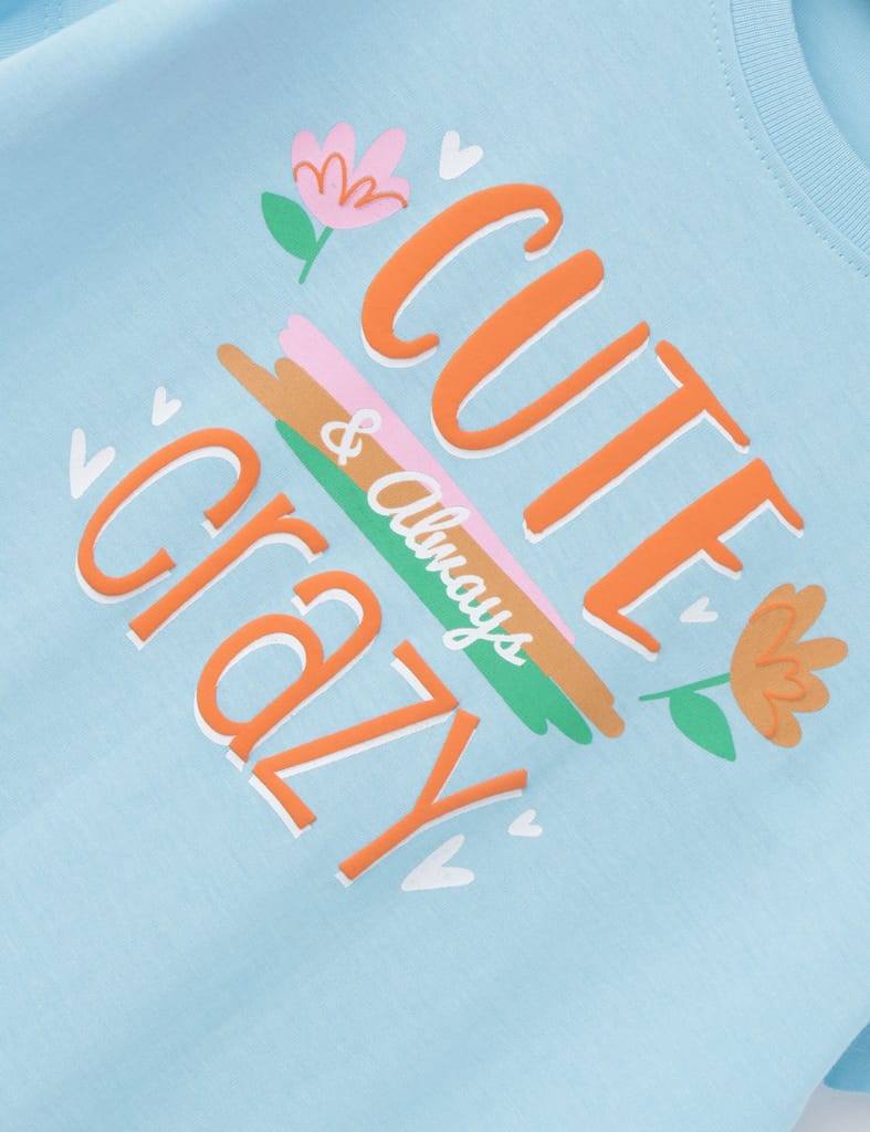 Affordable Kids Girls T shirt Cotton Atomizer Blue Cute Crazy 2025 at ShopCircuit | ONDC