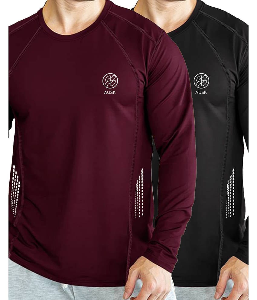 AUSK Pack of 2 Cotton Blend Regular Fit Men's T-Shirt ( Teal Blue )