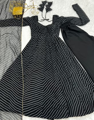 Party Wear Beautiful Gown Pent And Dupatta With Laheriya Print