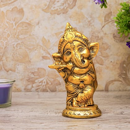 Craftlayout Metal Ganesha Statue with Golden Finish 6 Inch