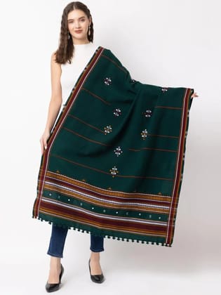 Green Woolen Traditional Shawl For Women