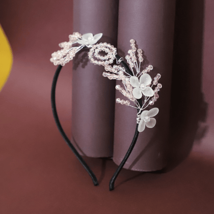 Handmade Pink Beaded Floral Hairband for Women  Elegant W