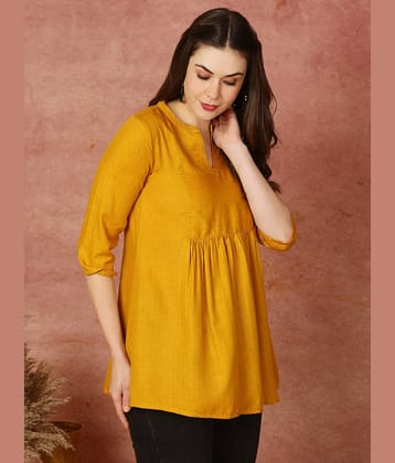 Antaran Rayon Solid Straight Women's Kurti - Yellow ( Pack of 1 )