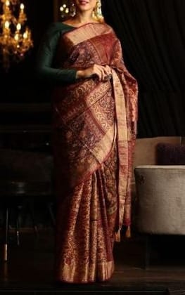 Pure Linen Multi color Digital Printed Sari 1009