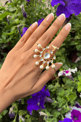 BIRD POLKI RING - GREEN