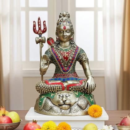 Brass Shiv Ji Hill Idol - Spiritual Home Decor Statue, Height : 15.5 Inch (BSMAS1558 A)