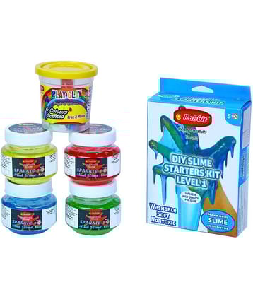 Sparkle Mud Slime Pack of 4+DIY Starters Slime Kit Level 1+Play Clay 6 Bucket|Slime for Kids|DIY Slime Kit|Make Slime At Home|Jelly Putty Slime|Clay Moulds|Play Clay for Kids|Play Clay Slime|Slime Kit for Kids|3+