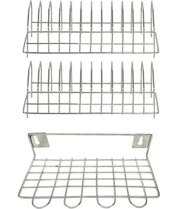 JISUN - Silver Stainless Steel Storage Racks ( Pack of 3 )