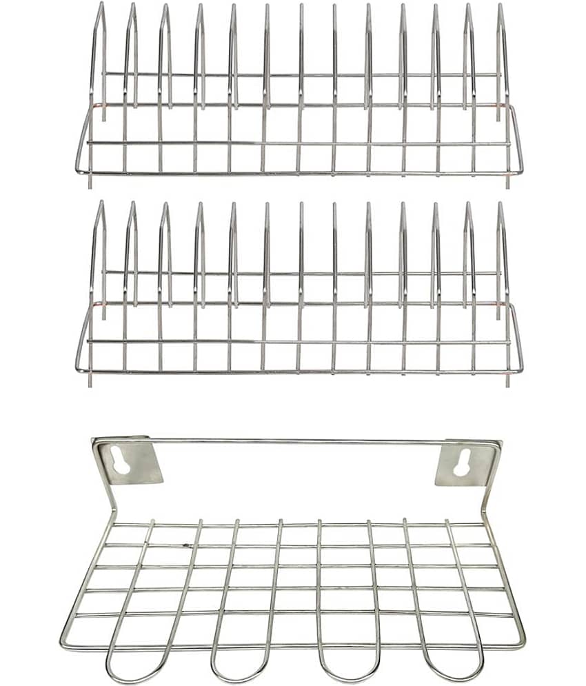 JISUN - Silver Stainless Steel Storage Racks ( Pack of 3 )