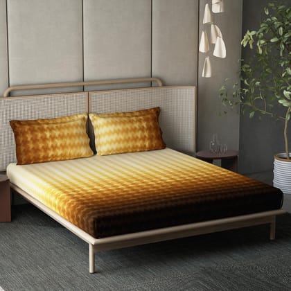 DDECOR - Esteem Ombre Collection 100% Cotton Abstract Pattern 210TC Super King |274 CM X 274 CM| Brown