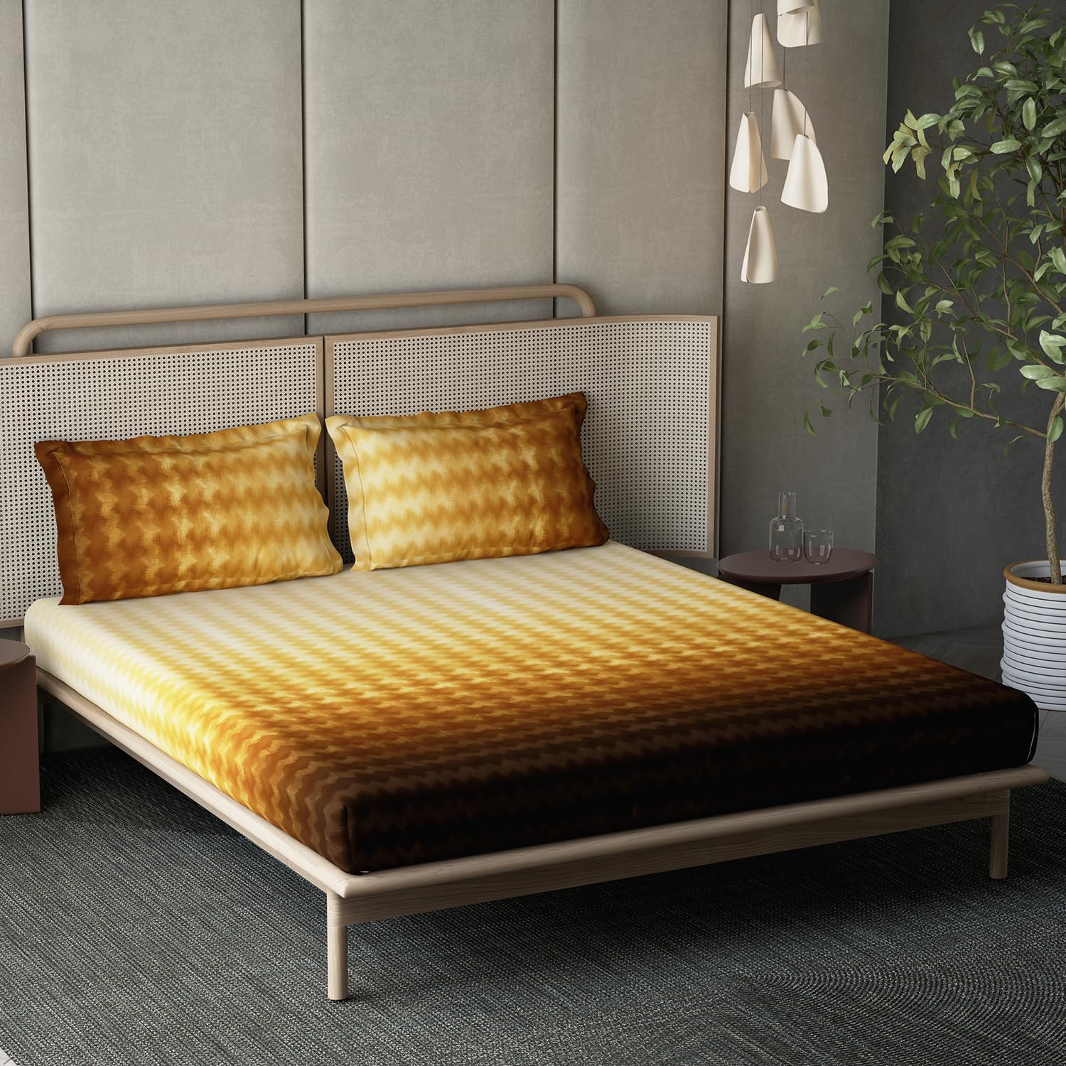 DDECOR - Esteem Ombre Collection 100% Cotton Abstract Pattern 210TC Super King |274 CM X 274 CM| Brown