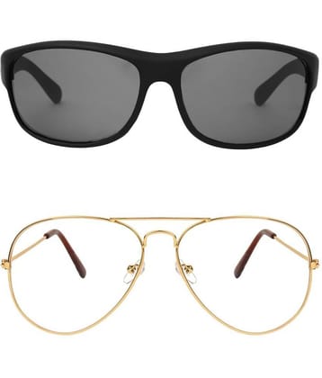 Kanny Devis - Black Wrap Around Sunglasses ( Pack of 2 )