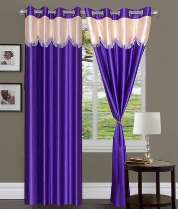 Tanishka Fabs Solid Semi-Transparent Eyelet Curtain 5 ft ( Pack of 2 ) - Purple