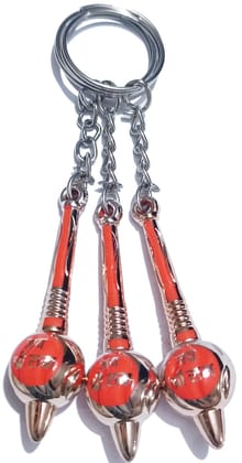KD COLLECTIONS Bajrangbali Hanuman Gada Keychain - Orange Color - Pack Of 3 Keychains