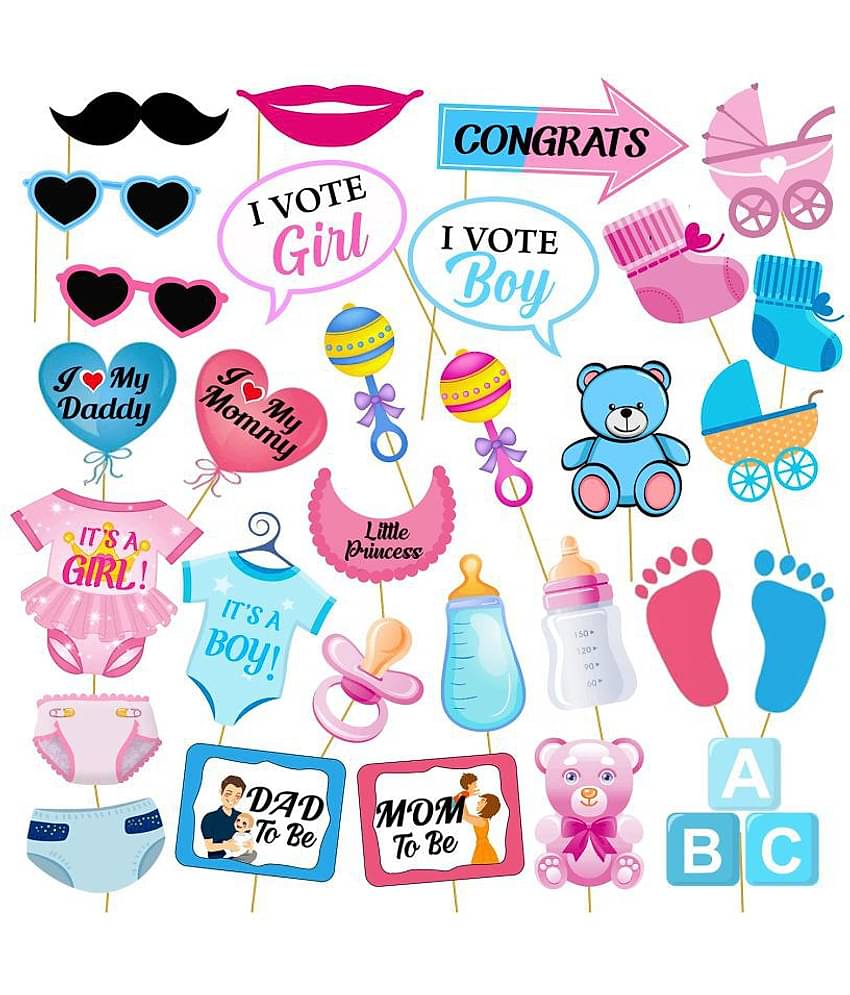 ZYOZI Baby Gender Reveal Party Supplies Kit for Baby Boy Or Girl, Gender Reveal Decorations, Baby Shower Decorations, Baby Reveal Props, Gender Reveal Party Decorations (30pcs)