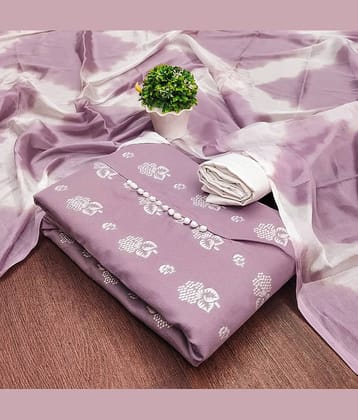 Rangtulika Ethnics Unstitched Cotton Printed Dress Material - Lavender ( Pack of 1 )