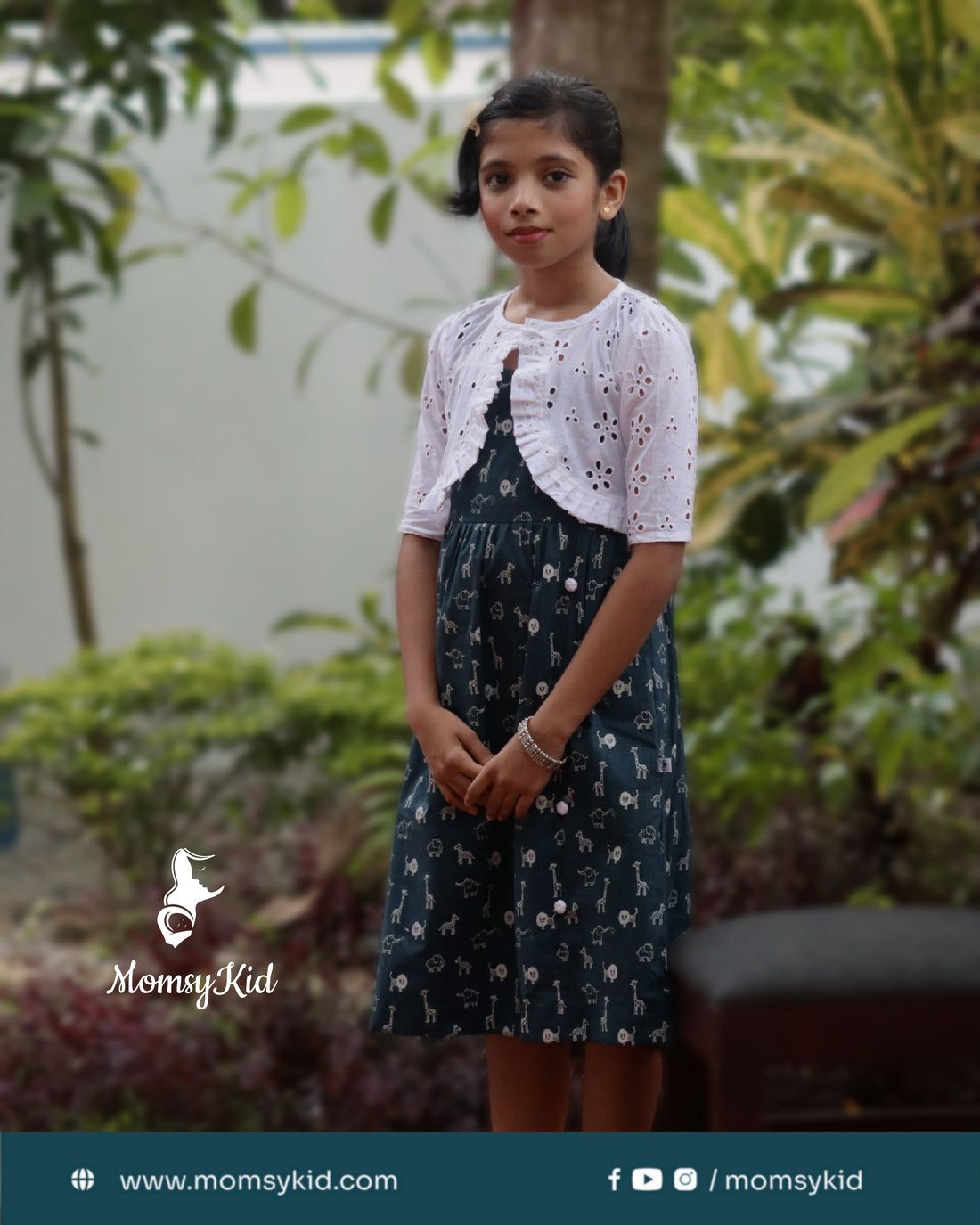 Untamed Beauty - Premium cotton Animal Print Sleeveless Dress with White Hakoba Overcoat