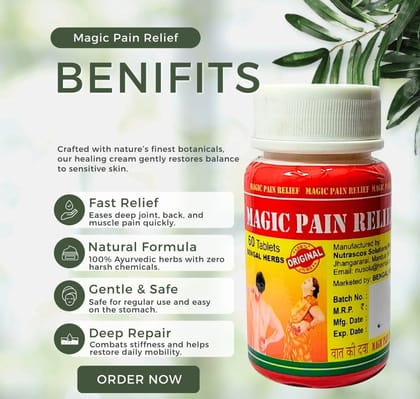 Magic Pain Relief 60 Capsules For Joint Pain (Pack of 3)