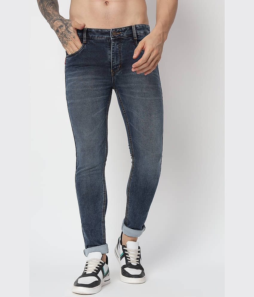 AngelFab Skinny Fit Faded Men's Jeans - Light Blue ( Pack of 1 )