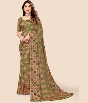 Kanooda Prints Georgette Printed Saree With Unstitched Blouse Piece ( LightGreen )