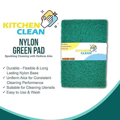 Large Kitchen Scrub Pads | Dish wash Scrubber | Non Scratch - Durable - Long skrab Lasting | Clean Shine Brite Utensils ,Green, Large 4x6 inch, (Pack of 10 Pcs)