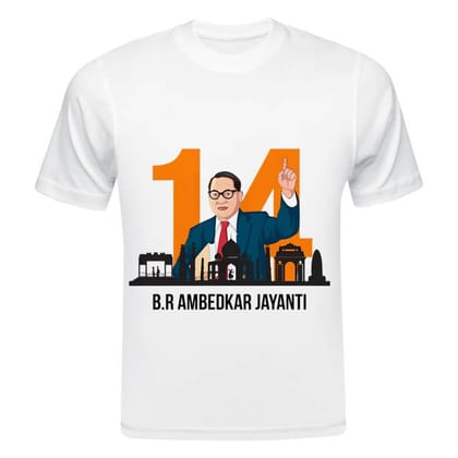 TERA MERA GIFT, Bhim Rao Ambedkar Jayanti Printed T-Shirt, Round Neck, White, Polyester D8