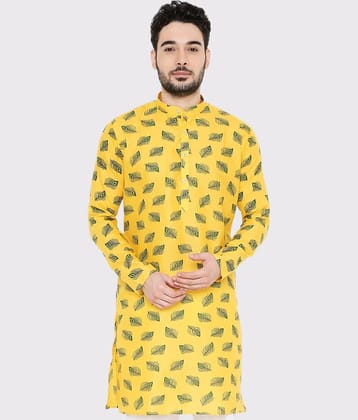 Maharaja - Yellow Cotton Blend Men's Regular Kurta ( Pack of 1 )