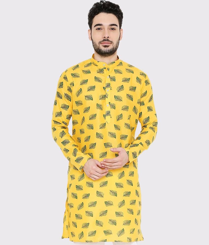 Maharaja - Yellow Cotton Blend Men's Regular Kurta ( Pack of 1 )