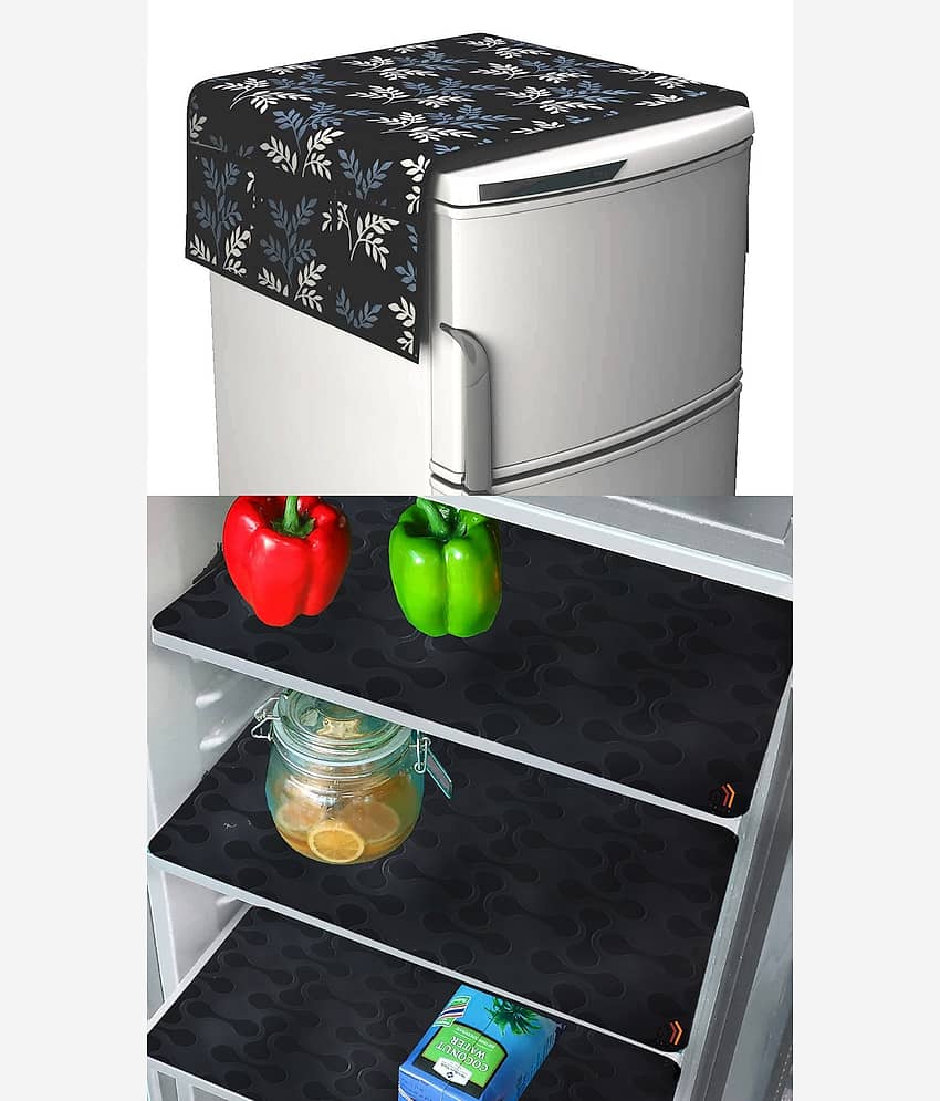 Crosmo Polyester Abstract Top Cover ( 99 53 ) Pack of 4 - Black