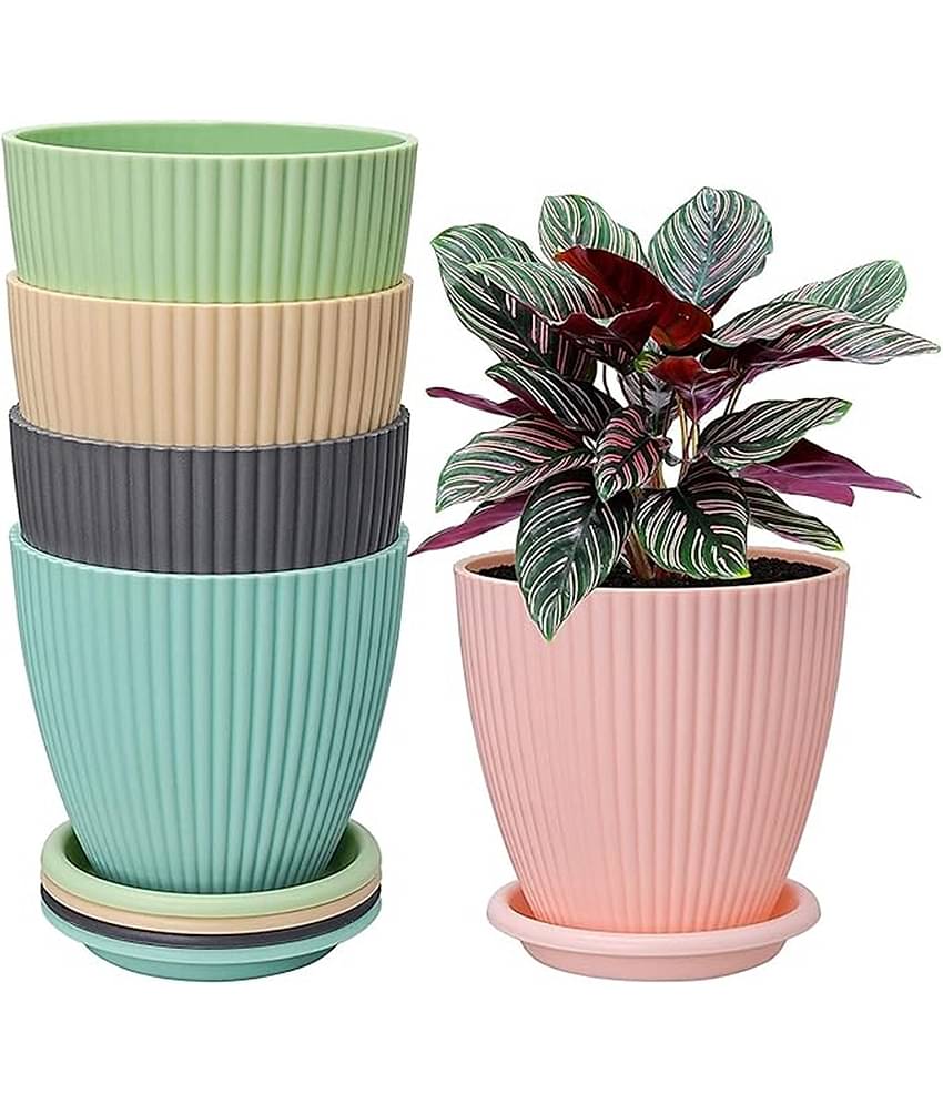 analog kichenware Multicolor Plastic Flower Pot ( Set of 5 )