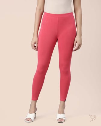 Viscose 7/8 High Ankle/Cropped Leggings - Spiced Coral-S / Spiced Coral