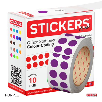 10mm - Round - Solid Colours - Colour Coding Stickers - Permanent Adhesive