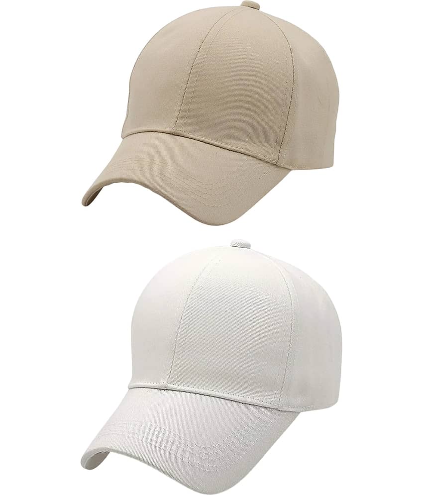 Zacharias - 100% Cotton Beige Men's Cap ( Pack of 2 )