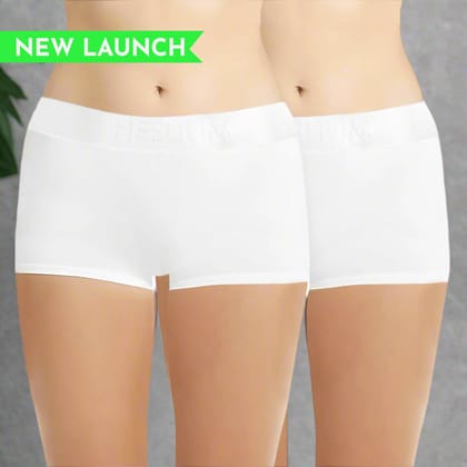 Bamboo Underwear Boyshorts  for Women - Pack of 2-Small / White | White