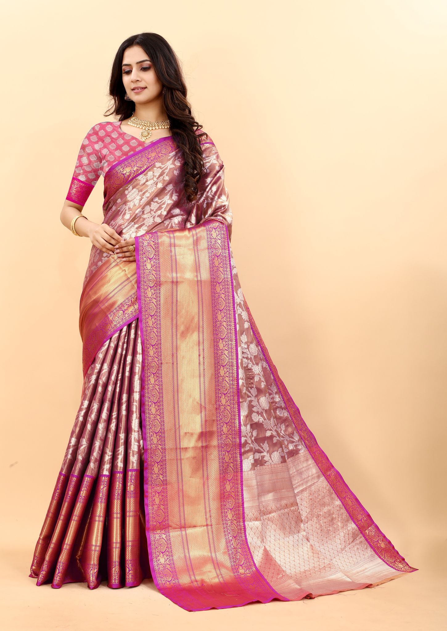 Yavira silk Women's Multi Handwoven Poly Silk Saree