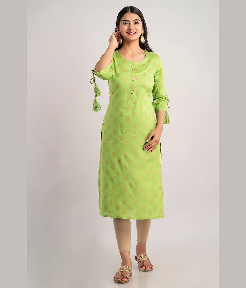 MAUKA - Green Rayon Women's Straight Kurti ( Pack of 1 )